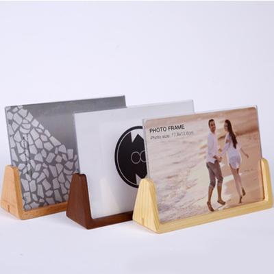 China Solid Europe Beech Cherry Wood Base Business Card Menu Holder Photo Picture Display Stand for sale