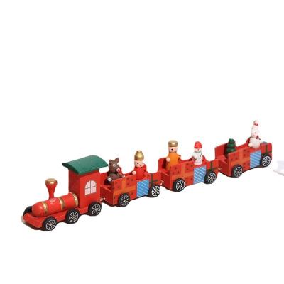 China Classic Wooden Train Wooden Kindergarten Christmas Gift Christmas Train Window Decoration Gift for sale