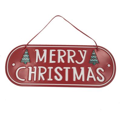 China Creative Christmas Welcome Board Iron Door Plate Christmas Decoration Supplies Christmas Window Shopping Decorations for sale