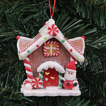 China Christmas Soft Luminous House Resin Christmas Decorations Pottery Creative LED Lighted Christmas Gifts for sale