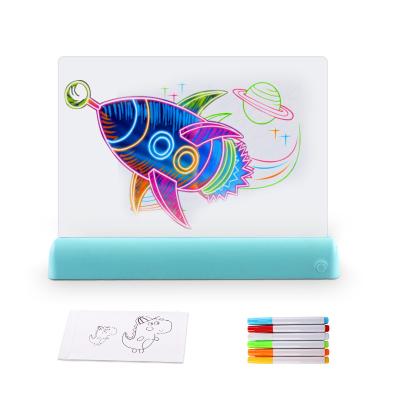 China New children's 3D drawing board holiday gift graffiti changing creative board puzzle LED fluorescent color discoloration drawing board for sale