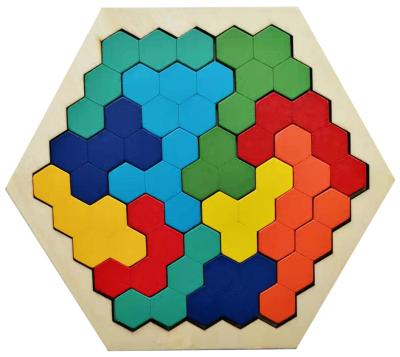 China DIY TOY Wooden puzzle hexagonal board, honeycomb puzzle, hexagonal children and primary school students fighting table toys for sale