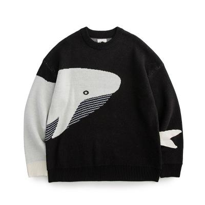 China Korean Sweater Men Sweaters Oversized Knit Designer Full Sleeve Crewneck Anti-Wrinkle Mens Autumn Winter Whale Pattern Jacquard for sale