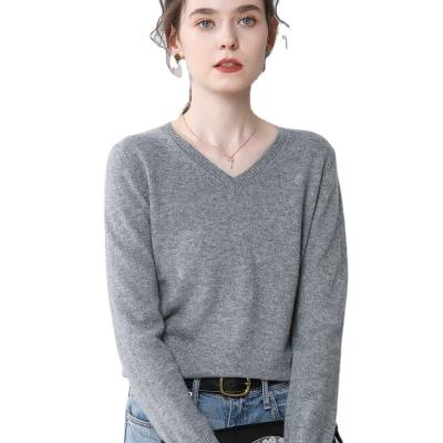 China Dongguan Manufacturer High Quality Classic Anti-Wrinkle High Quality Classic V-Neck Women's Knitwear Pullover Women's Wool-Acrylic Sweater Tops for sale