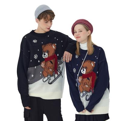 China low MOQ Anti-wrinkle fashion street wear custom oversized crewneck sweater unisex drop shoulder Christmas cartoon ugly sweater for sale