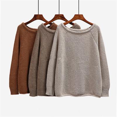 China China Factory Discount Village QUICK DRY Jumper Long Sleeve Loose Knit Ladies Wear Basic Off Shoulder Sweater Women for sale