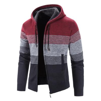 China Hot Sale Anti-Wrinkle Jacquard Knitted Men's Hoodie Long Sleeve Jackets Zip Up Man Sweater Cardigan Mens Winter Sweaters for sale