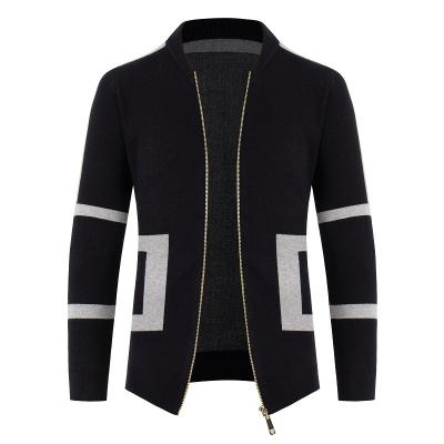 China 2022 Custom Logo High Quality Anti-wrinkle Knitwear Coat Zipper Cardigan Office Sweater Outdoor Jacquard Knitted Sweaters Men for sale