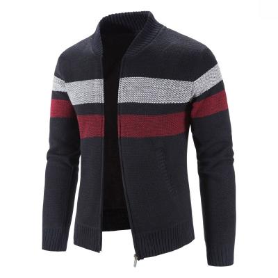 China Factory Product Factory Product Anti-Wrinkle Collar Warm Wholesale Vintage Tortoise Sweater Men Winter Cardigans Zipper Men's Long Sleeve Sweater for sale