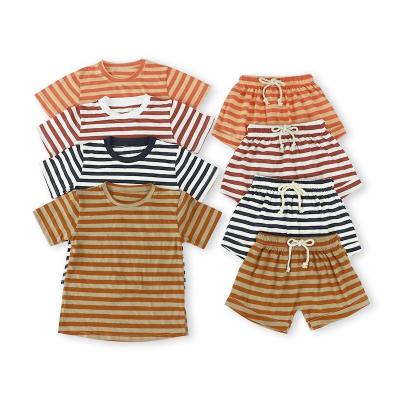 China 2022 Different Style Hot Sale Classic Stripe Casual Kids Baby Boutique Clothing Two Piece Sets for sale