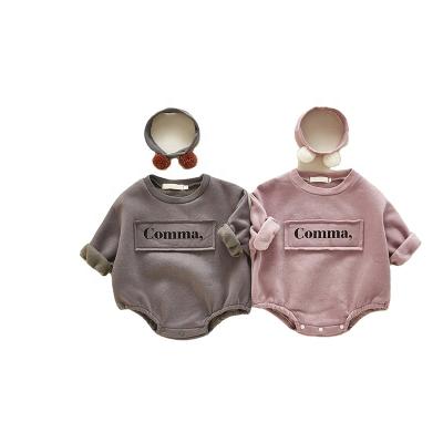 China Cartoon Pattern RTS Winter Print Letter Toddler Sweater Thicken Fleece Baby Romper Sweatshirt for sale