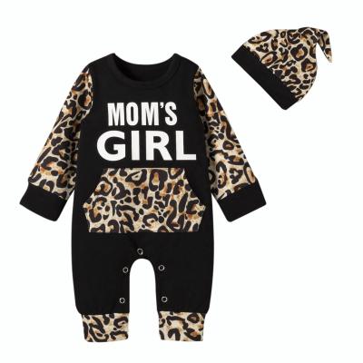 China Polyester/cotton ready to ship infant romper set wholesale leopard style newborn baby jumpsuit for sale