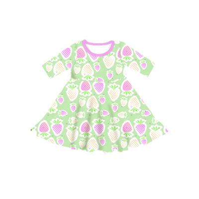 China Breathable Custom Pineapple Printing Cartoon Design Kids Girls Beauty Dress Manufacturer for sale