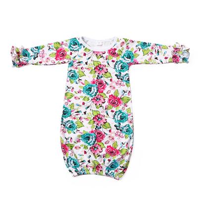 China Breathable Baby Clothes Newborn Baby Romper Floral Dress With Long Sleeve for sale