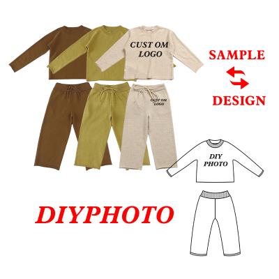 China Custom Logo Fall Kids Baby Girls Casual Boys Designer Long Sleeve Knitted Tracksuits 2 Piece Suit for sale