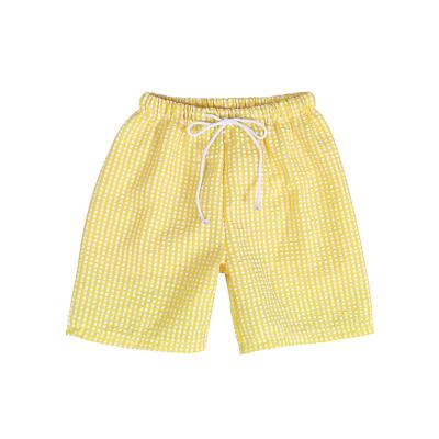 China Monogrammed Boys Swimsuit Cotton Seersucker Breathable Boys Swim Trunks Kids Swim Trunks for sale