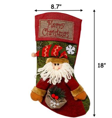 China Fabric Christmas Stocking Themed Decorative Chimney Decorative Hanging Christmas Stockings for sale