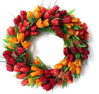 China Pvd Wedding Artificial Simulation Home Wreath Front Entrance Decor Party Tulip Garland for sale