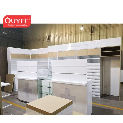 Cina MDF Retail Display Pharmacy Counter Furniture Pharmacy Drawers Wall Unit Pharmacy in vendita