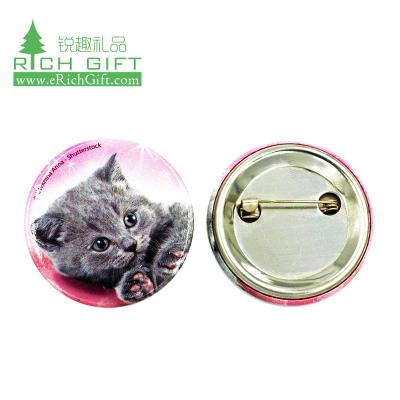 China Wholesale Custom Cheap Round Anime Animals Cute 3D Printing Metal Cat Button Pin Badge 58mm Magnet /mirror With Safety Pin for sale