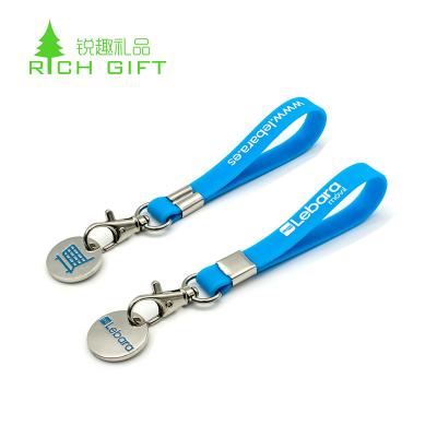 China Metal Custom Design PVC Silicone Key Chain Trolley Coin Trolley Coin Rubber Key Ring Metal Trolley Brands Shopping Key Chain for sale