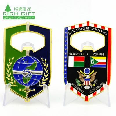 China Free Sample Europe Army Metal 3d Military Special Forces Challenge Coin Enamel Epoxy Custom Bottle Opener For Souvenir for sale