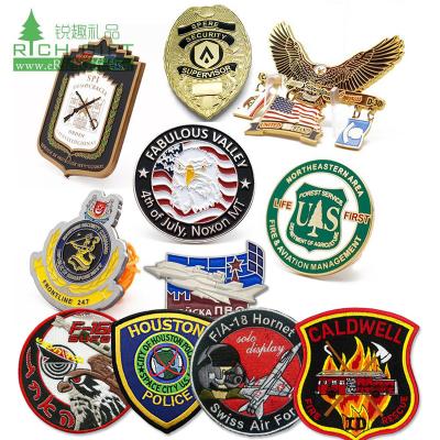 China security chief army officer fashion 3D metal woven insignia patches embroidered military custom shieff embroidery patches for sale