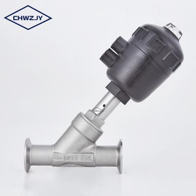 China General Sanitary Food Grade Y Piston Stainless Steel Connection Flange Way Angle Pneumatic Seat Valve for sale