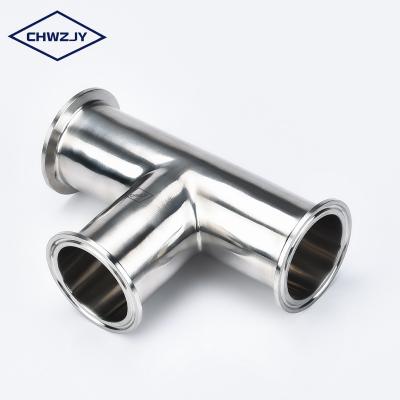 China Ood Chwzjy Sanitary SUS 304 316L Stainless Steel Pipe Fitting Tri Clamp Equal Tee for sale