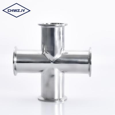 China Ood Chwzjy 304 Stainless Steel Sanitary 316L Pipe Fitting 3 Way Tri Flange Tri Clamp Tee 1 Cross Buyer for sale