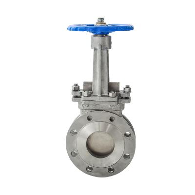 China Flanged price per general 304 stainless steel knife wheel end gate valve manual sanitary handle for sale