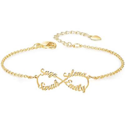 China NUORO Name Bracelet Women Girls Stainless Steel Chain Unique Design Customized Customized Letter Charm 8 Word Bracelets for sale