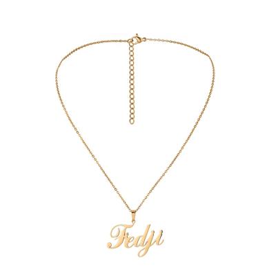 China Custom Fashion NUORO English Letter Name Pendant Necklace Short Necklace Women Jewelry Gold Classic Minimalist TRENDY Stainless Steel Old for sale