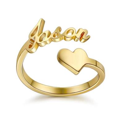 China Custom NUORO letter name ring stainless steel band lover rings valentines jewelry gold chic open adjustable creative gift FASHIONABLE for sale