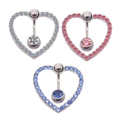 China NUORO CLASSIC Navel Piercing Navel Rings Barbell Stainless Steel Women Belly Piercing Navel Jewelry Heart Belly Button Rings for sale