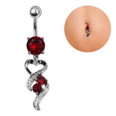 China NUORO 1pc CLASSIC Classic Belly Button Rings Surgical Steel Prevent Allergy Belly Rings Red Blue Navel Helix Piercing CZ Body Jewelry for sale