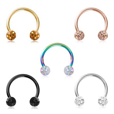 China NUORO 1PC Jewelry 16G Jewelry 16G CLASSIC Horseshoe Piercing Hoop Lip Retainer Bling Septum Nose Rings for sale