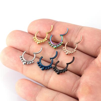 China NUORO 16G 1PC CLASSIC punk pointed septum Nose Clicker Nose Clicker Segment Ring Nostril Piercing Cartilage Earring Hinged Nose Rings for sale