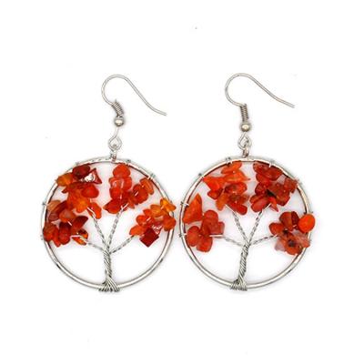 China NUORO Temperament Crystal Chakra Stone Hollow Round Tree Drop For Life Women Fashion Red Natural Jewelry Ears Colorful Dangle Drop Earrings for sale