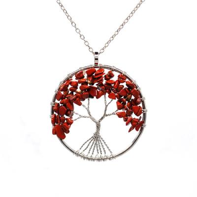 China FASHIONABLE Multi Color Women Chain Women Clavicle Temperament NUORO Natural Crystal 7 Chakra Healing Crystal Stones Necklace Tree For Life for sale