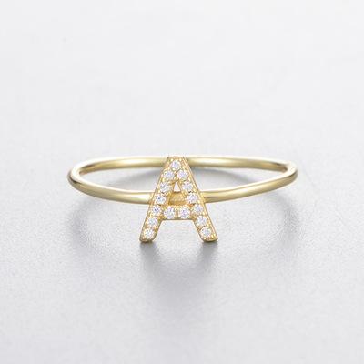 China European and American Simple Wild Stacking Zircon 925 Sterling Silver Cute NUORO Ring 26 English Letter Engagement Combination for sale