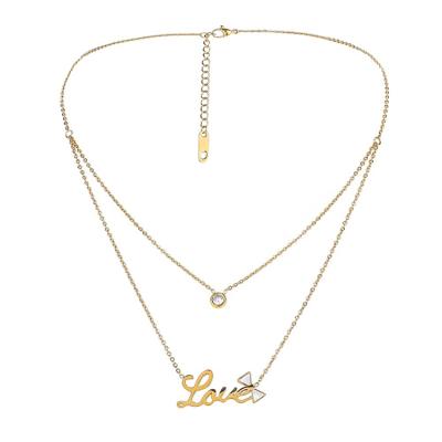 China NUORO Fashion Delicate Simple Stainless Multilayer Necklace Women Lover Jewelry 18k Gold Plated Shell Bow Love Letter Choker Necklace for sale