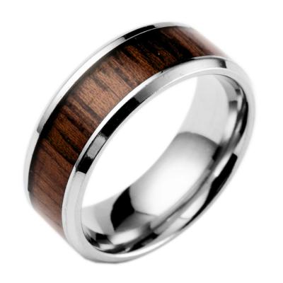 China NUORO CLASSIC Wholesale 316L Stainless Steel Finger Rings Jewelry For Men Vintage Wood Grain Durable Rings for sale