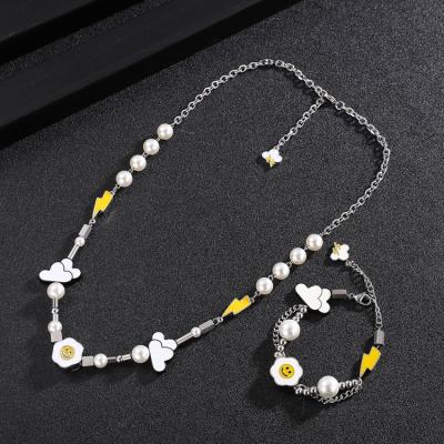 China NUORO Collares FASHIONABLE Creative Unique Adjustable Hip--Unisex Cloud Smiley Sun Flower Hop Fashion Party Jewelry Pearl Lightning Necklace for sale