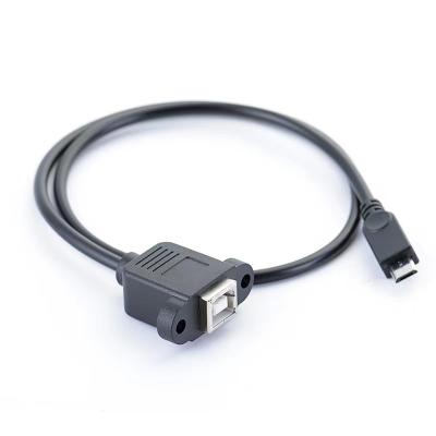 China Fast Data Transfer 30cm Black Micro USB 5pin Male To USB B Female With Panel Mount Screw Cable for sale