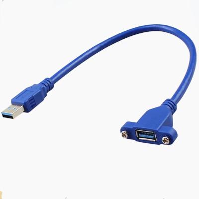 China Fast Data Transfer 30cm 5Gbps USB 3.0 A Type Male To USB 3.0 A Female With Panel Mount Screw Cable for sale