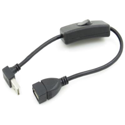 China Camera 30cm Black Color 90 Degree Angle USB 2.0 One Male With USB 2.0 One Female With On Off Switch Cable for sale