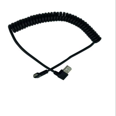 China Camera Coiled Male Angle USB Type C To 90 Degree USB Type A Male Data Transfer Power Charging Cable for sale