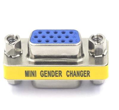 China Car VGA SVGA Coupler HD15 Female To Female Mini Gender Changer Coupler Vga Cable Adapter for sale