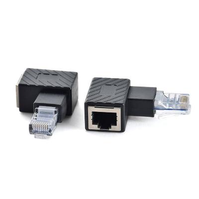 China Camera Cat5e Right / Left / Up / Down Angle RJ45 Male To Female RJ45 Adapter Black Color for sale